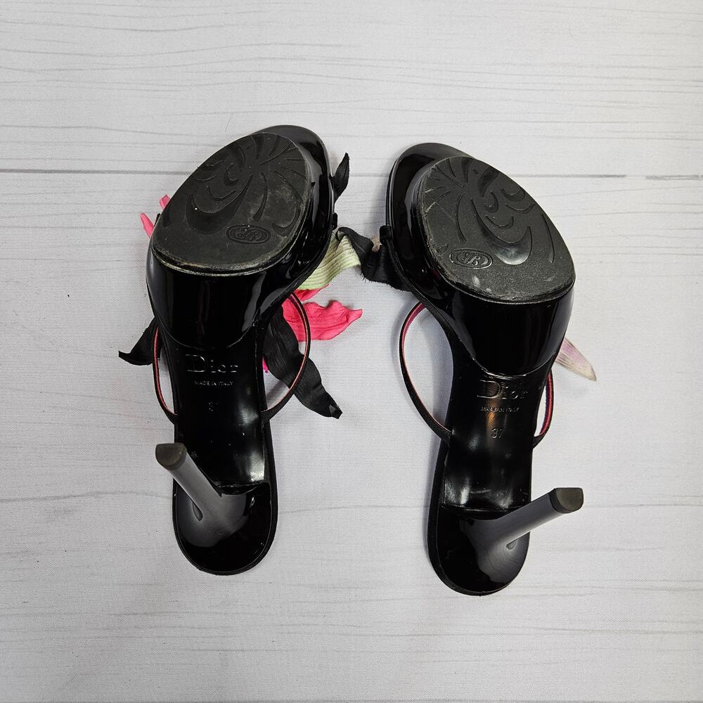 Y2k Dior Heels Hawaii Glamour Mules Black Satin Flower Detail Rare - Size 37 EU - Picture 12 of 16